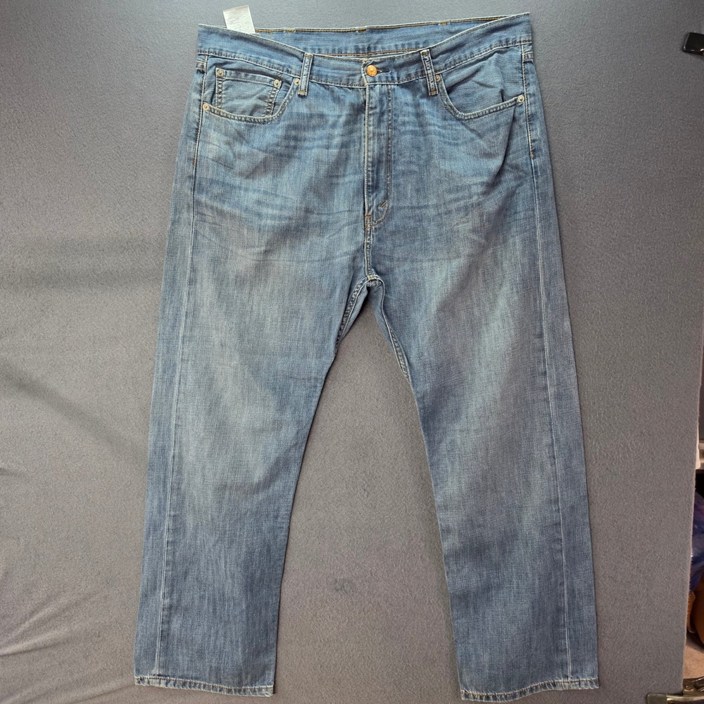 Levis 505 Regular Fit Straight Leg Jeans Mens 40x30 Medium Wash Blue Denim
